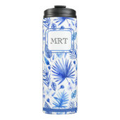Bouteilles Isothermes Monogram Cobalt Blue Tropical Leaves Pattern 11oz (Devant)