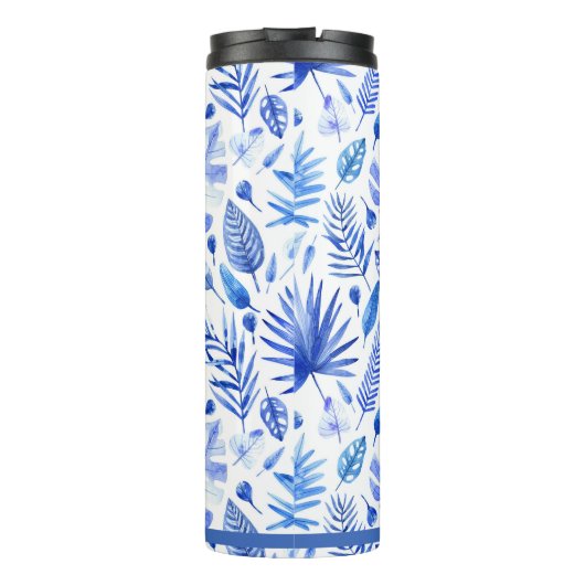 Bouteilles Isothermes Monogram Cobalt Blue Tropical Leaves Pattern 11oz (Dos)