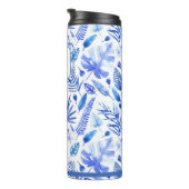 Bouteilles Isothermes Monogram Cobalt Blue Tropical Leaves Pattern 11oz (Tourné sur la droite)