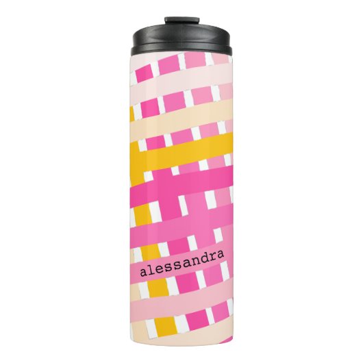 Bouteilles Isothermes Monogram Modern Pink Yellow Check Plaid Girly (Devant)