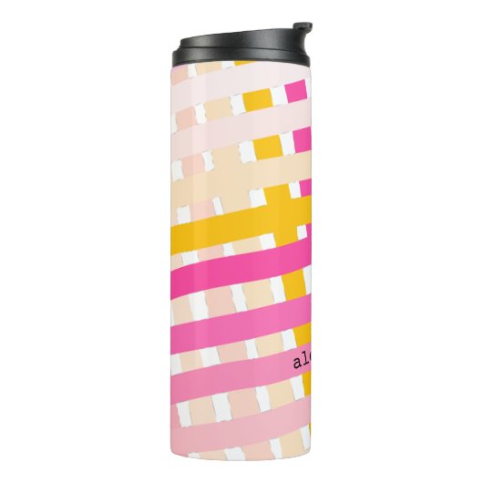 Bouteilles Isothermes Monogram Modern Pink Yellow Check Plaid Girly (Tourné sur la gauche)