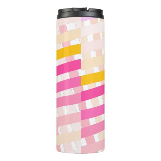 Bouteilles Isothermes Monogram Modern Pink Yellow Check Plaid Girly (Dos)