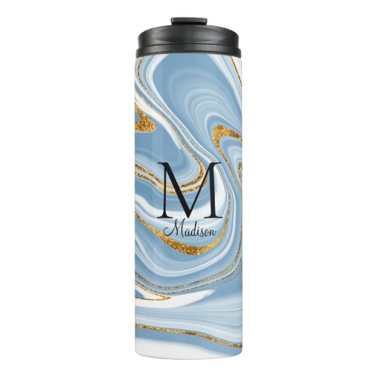 Bouteilles Isothermes Monogramme Agate bleu (Devant)