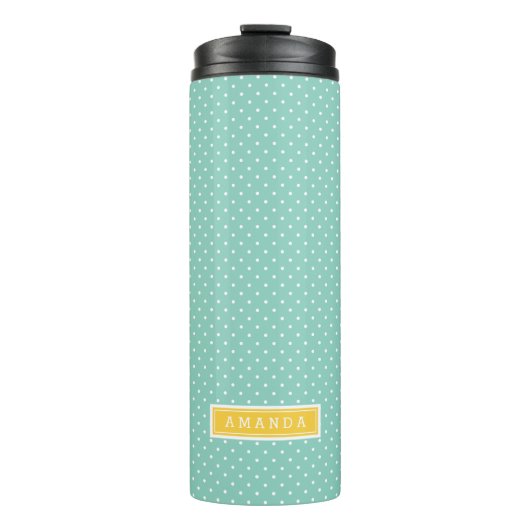 Bouteilles Isothermes Monogramme Aqua et Yellow Mince Dots (Devant)