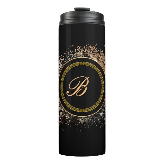 Bouteilles Isothermes Monogramme B or sur noir (Devant)