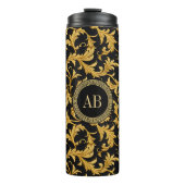 Bouteilles Isothermes Monogramme Black Gold Classy Élégant Motif (Devant)
