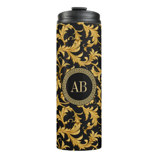 Bouteilles Isothermes Monogramme Black Gold Classy Élégant Motif