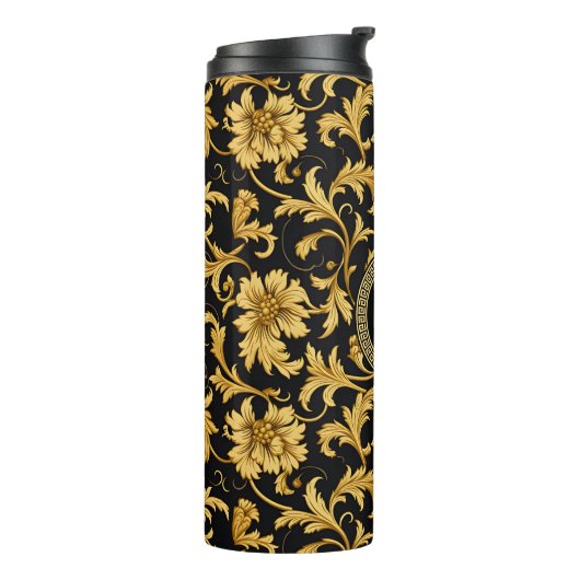 Bouteilles Isothermes Monogramme Black Gold Classy Élégant Motif (Tourné sur la gauche)