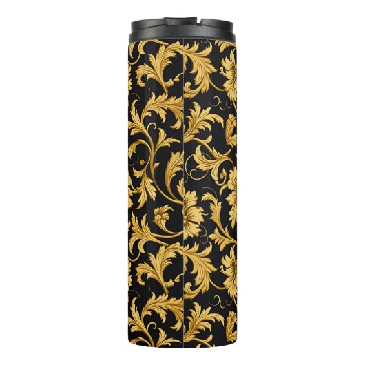 Bouteilles Isothermes Monogramme Black Gold Classy Élégant Motif (Dos)