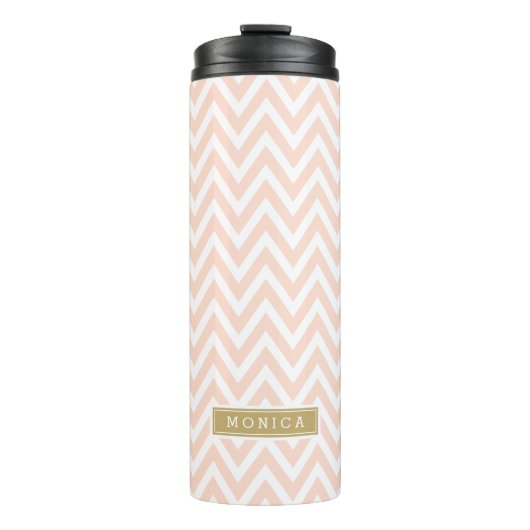 Bouteilles Isothermes Monogramme blanc rose et or Chevron (Devant)