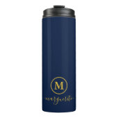 Bouteilles Isothermes Monogramme bleu marine et or (Devant)