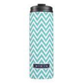 Bouteilles Isothermes Monogramme bleu marine et turquoise Chevron (Devant)