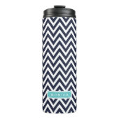 Bouteilles Isothermes Monogramme bleu marine et turquoise Chevron (Devant)