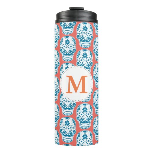 Bouteilles Isothermes Monogramme bleu moutarde sucre (Devant)