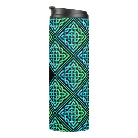 Bouteilles Isothermes Monogramme Céleste Bleu Vert Tumbler (Tourné sur la droite)