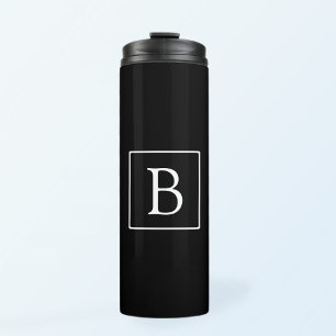 Bouteilles Isothermes Monogramme Classique Simple Noir avec Texte Blan