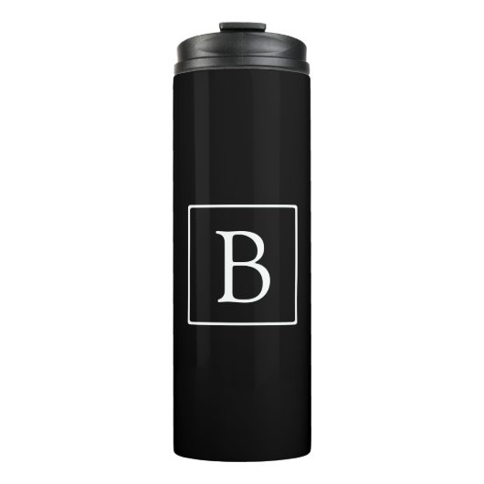 Bouteilles Isothermes Monogramme classique simple | Texte noir et blanc (Devant)