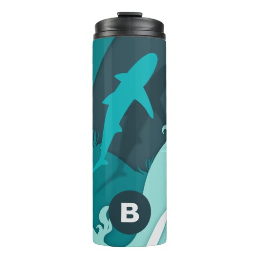 Bouteilles Isothermes Monogramme d'art Abstrait cool requin (Devant)