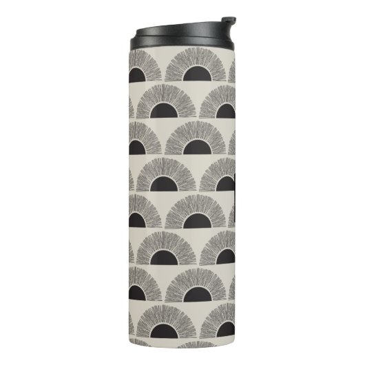 Bouteilles Isothermes Monogramme d'art Abstrait moderne noir et beige Su (Tourné sur la gauche)