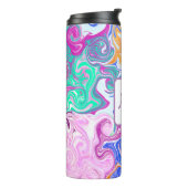 Bouteilles Isothermes Monogramme d'art fluvial bleu, orange, violet et T (Tourné sur la gauche)