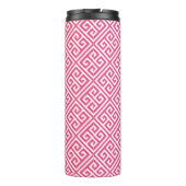 Bouteilles Isothermes Monogramme de clé bleu marine et rose grecque (Dos)