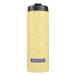 Bouteilles Isothermes Monogramme de clé grecque grise et jaune