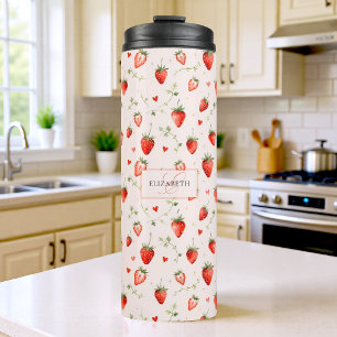 Bouteilles Isothermes Monogramme de coeurs roses botaniques doux de baie