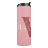 Bouteilles Isothermes Monogramme de fille et nom rose roux (Tourné sur la gauche)