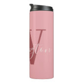 Bouteilles Isothermes Monogramme de fille et nom rose roux (Tourné sur la droite)