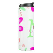 Bouteilles Isothermes monogramme de fleur rose ajouter nom lettre feuill (Tourné sur la gauche)
