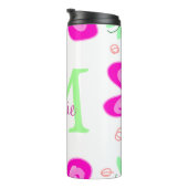 Bouteilles Isothermes monogramme de fleur rose ajouter nom lettre feuill (Tourné sur la droite)