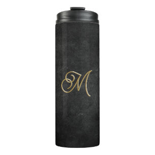 Bouteilles Isothermes Monogramme de luxe minimaliste noir & or Vintage