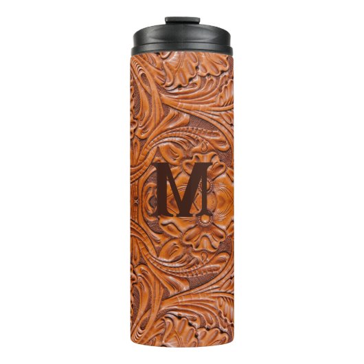 Bouteilles Isothermes monogramme de mariage campagnard occidental rustiq (Devant)