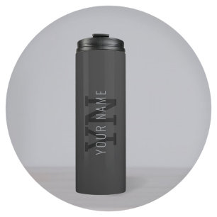 Bouteilles Isothermes Monogramme de nom (ou autre texte) gris foncé mode