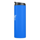 Bouteilles Isothermes Monogramme de nom personnalisé bleu néon solide (Tourné sur la droite)