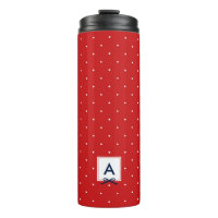 Monogramme de point Polka rouge à ruban bleu perso