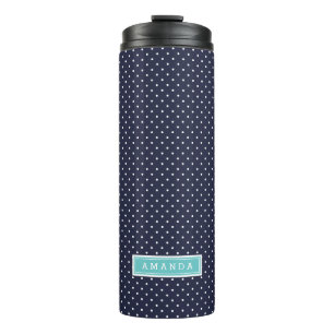 Bouteilles Isothermes Monogramme de points minuscules bleu marine et tur