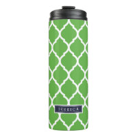 Monogramme de Quatrefoil bleu marine et vert maroc