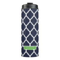Monogramme de Quatrefoil bleu marine et vert maroc