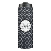 Bouteilles Isothermes Monogramme de Quatrefoil noir et blanc (Devant)