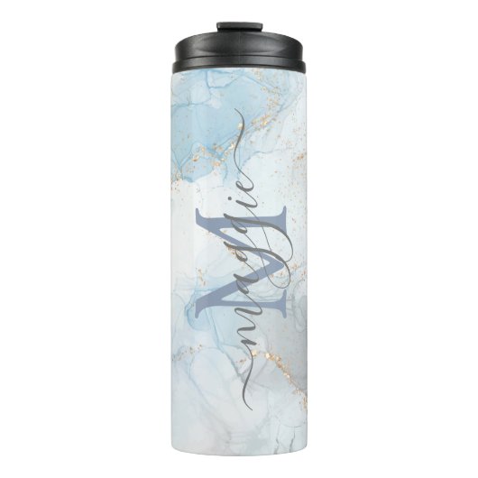 Bouteilles Isothermes Monogramme de script de nom personnalisé (Devant)