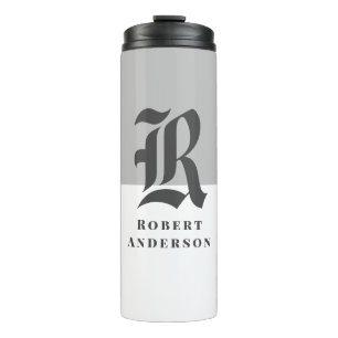 Bouteilles Isothermes Monogramme de typographie classique gris et blanc 