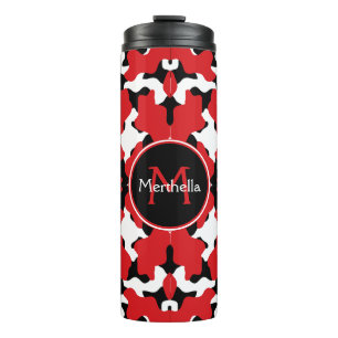 Bouteilles Isothermes Monogramme d'impression de vache noire rouge tenda