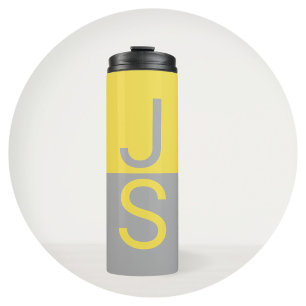 Bouteilles Isothermes Monogramme d'initiales modernes jaune et gris