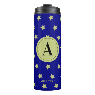 Bouteilles Isothermes Monogramme élégant à motif étoile or et bleu