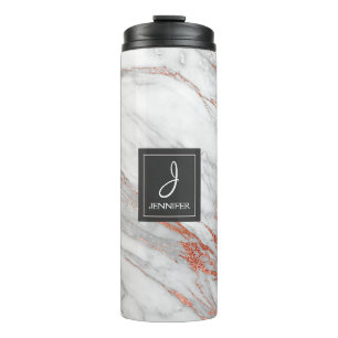 Bouteilles Isothermes Monogramme élégant en marbre doré rose