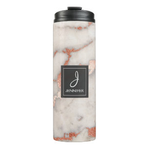 Bouteilles Isothermes Monogramme élégant en marbre doré rose