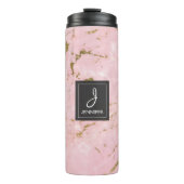 Bouteilles Isothermes Monogramme élégant en marbre rose rose or (Devant)