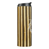 Bouteilles Isothermes Monogramme en bambou rustique Lignes verticales Mo (Tourné sur la gauche)