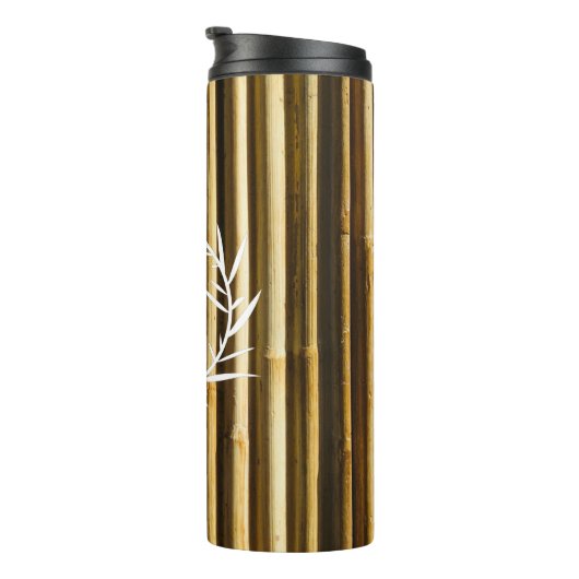 Bouteilles Isothermes Monogramme en bambou rustique Lignes verticales Mo (Tourné sur la droite)